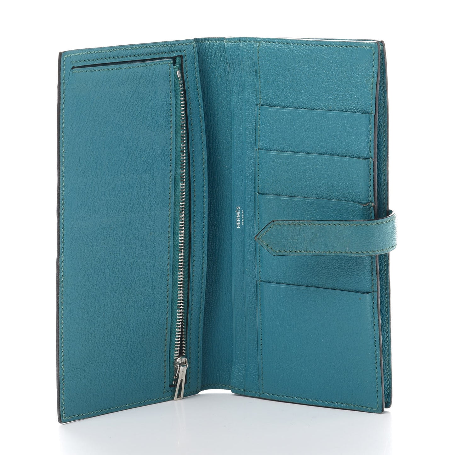 Chevre Mysore Bearn Gusset Wallet Turquoise