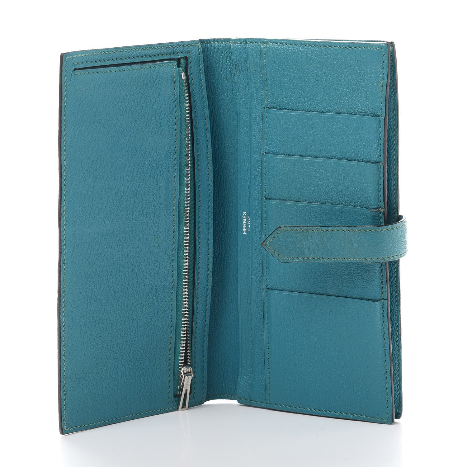 Hermes Chevre Mysore Bearn Gusset Wallet Turquoise 5 of 10