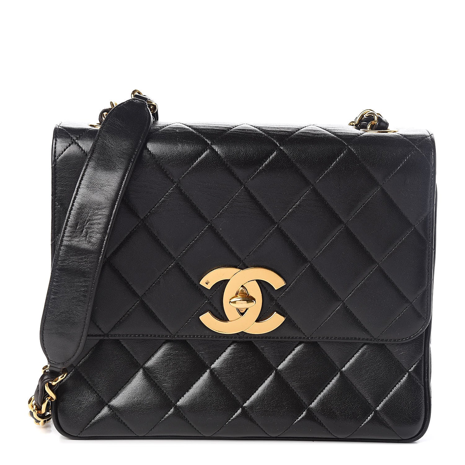 Chanel Lambskin Quilted Medium Single Flap Black 1 of 15