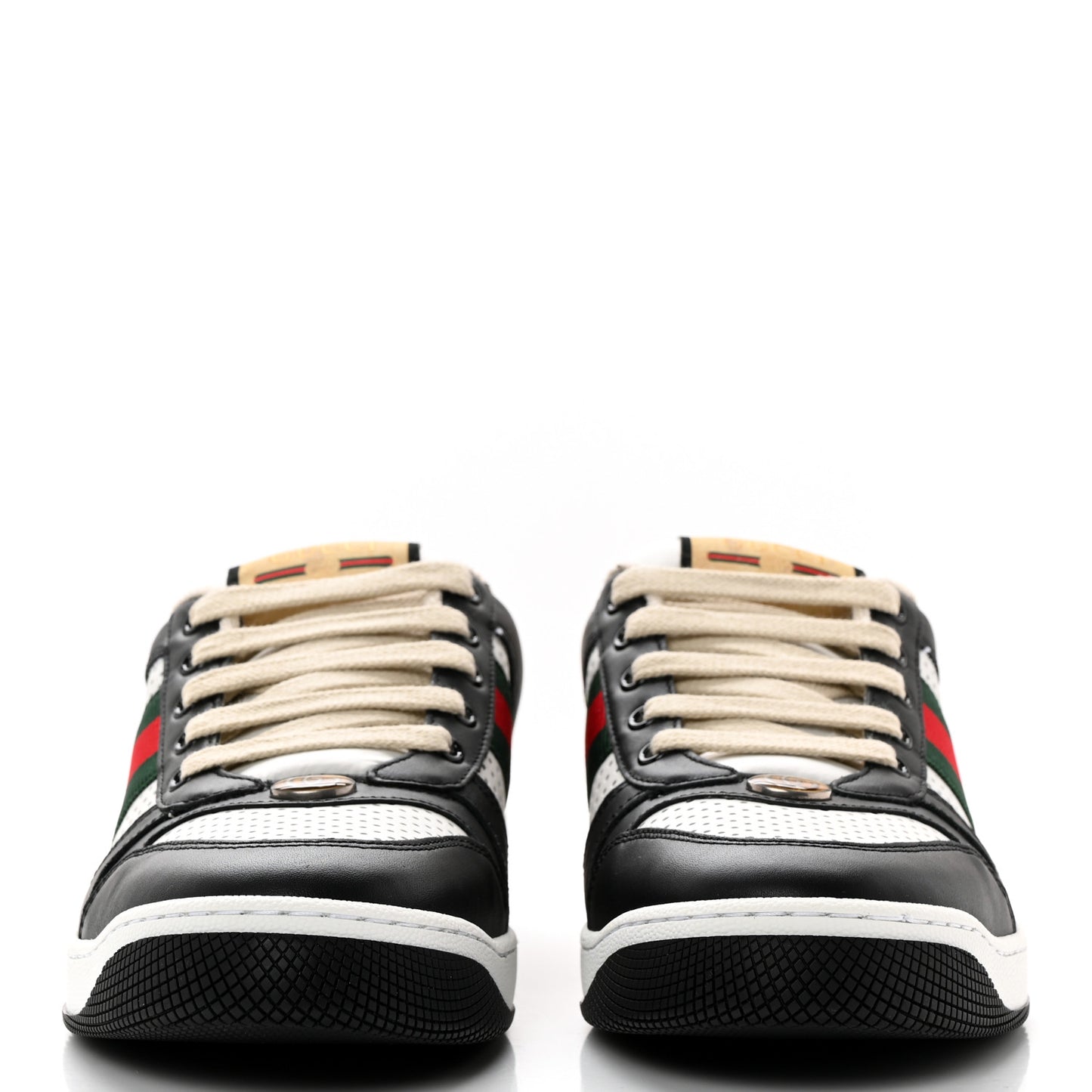 Calfskin Web Mens Screener Sneakers 41 Black White