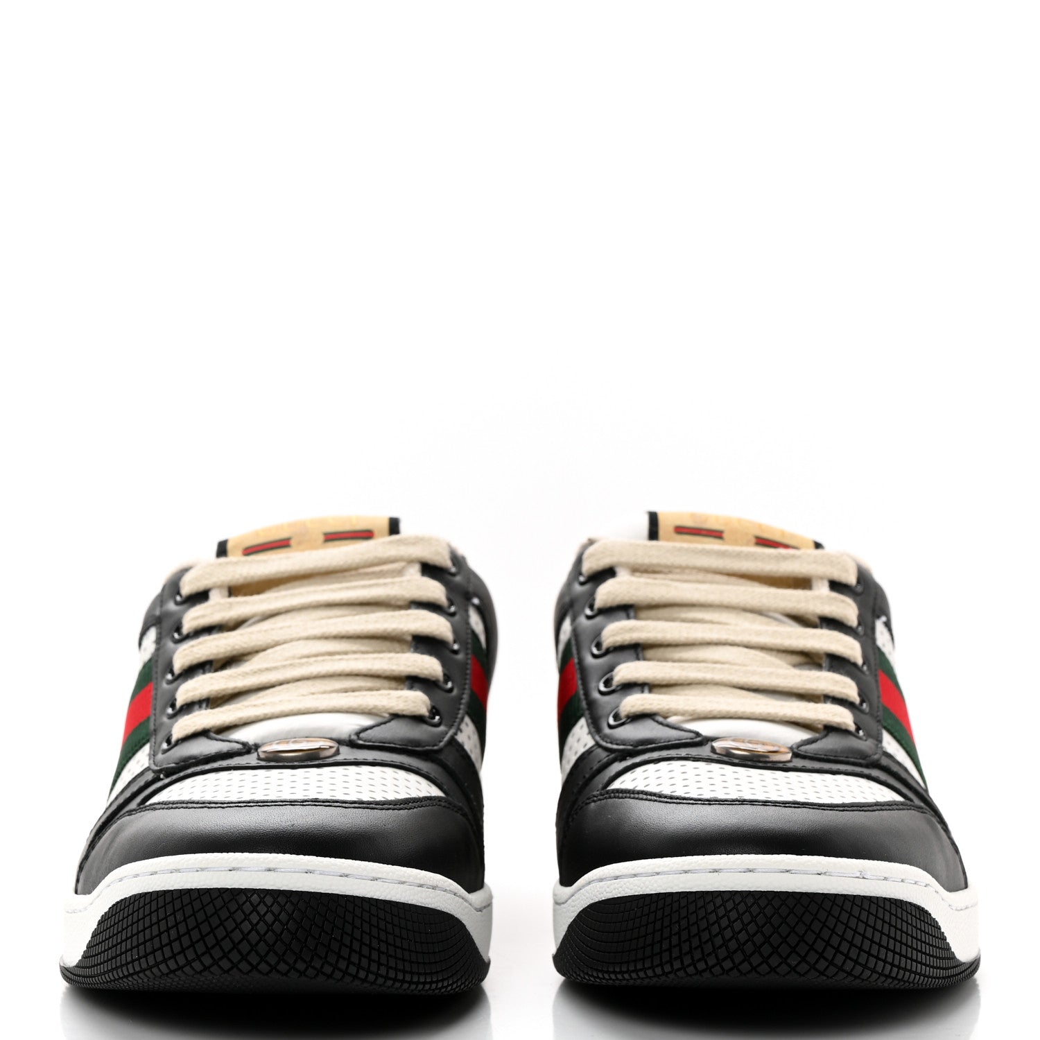 Gucci Calfskin Web Mens Screener Sneakers 41 Black White 2 of 9