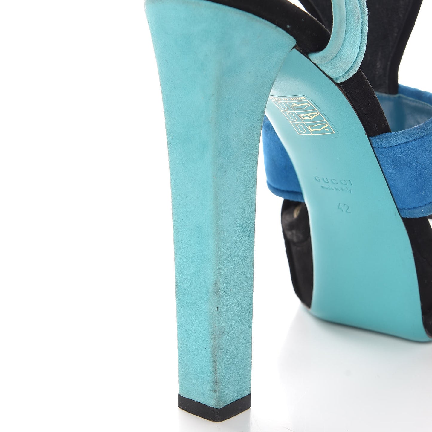 Suede Tri-color Platform Sandals 42 Turquoise