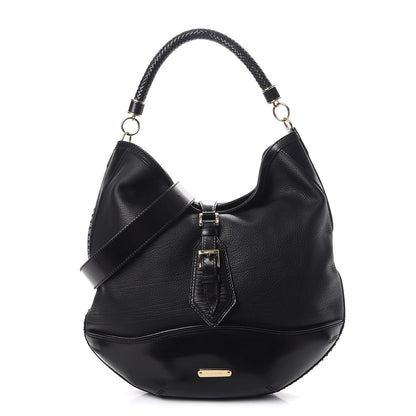 Burberry Grained Calfskin Medium Parade Hobo Black 1 of 9