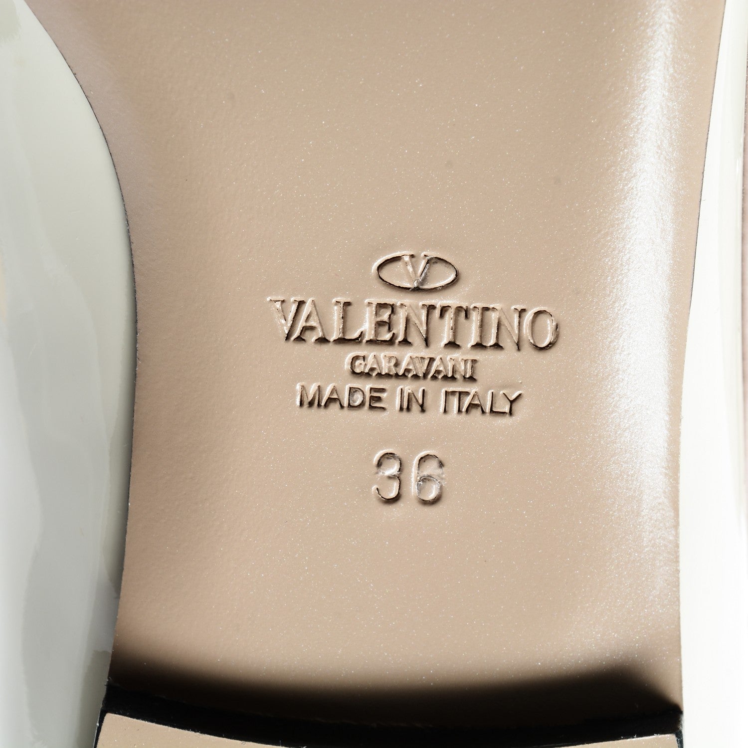 Valentino Garavani Patent Rockstud Cage Ballerina Flats 36 Light Ivory Poudre 6 of 8