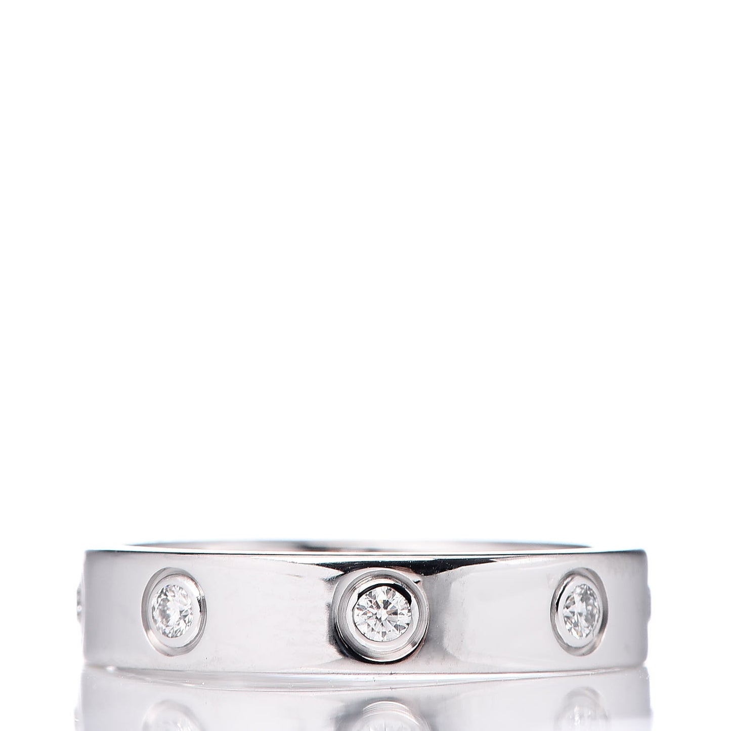 18K White Gold 8 Diamond 4mm Wedding Band LOVE Ring 51 5.75