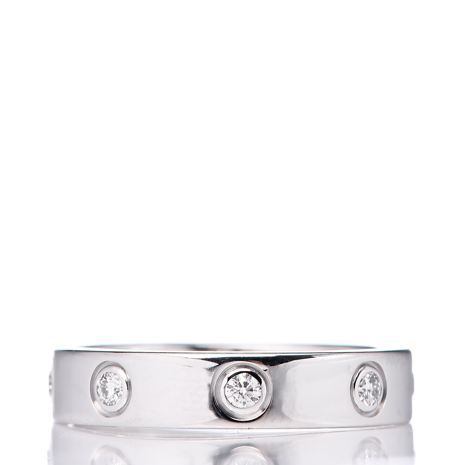 Cartier 18K White Gold 8 Diamond 4mm Wedding Band LOVE Ring 51 5.75 3 of 4