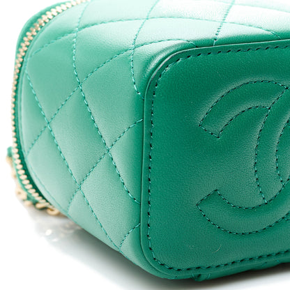 Chanel Lambskin Quilted Top Handle Mini Vanity Case With Chain Green 8 of 9
