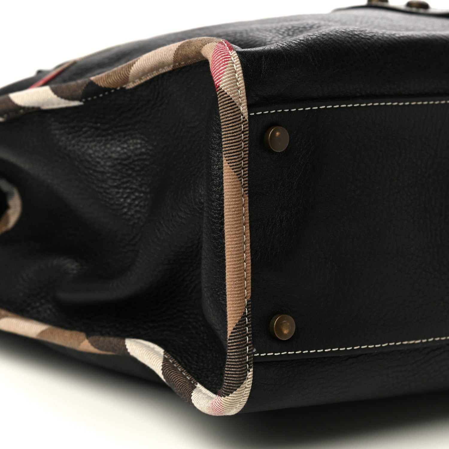 Burberry Grainy Calfskin Nova Check Tote Black 8 of 20