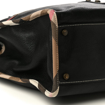 Burberry Grainy Calfskin Nova Check Tote Black 8 of 20