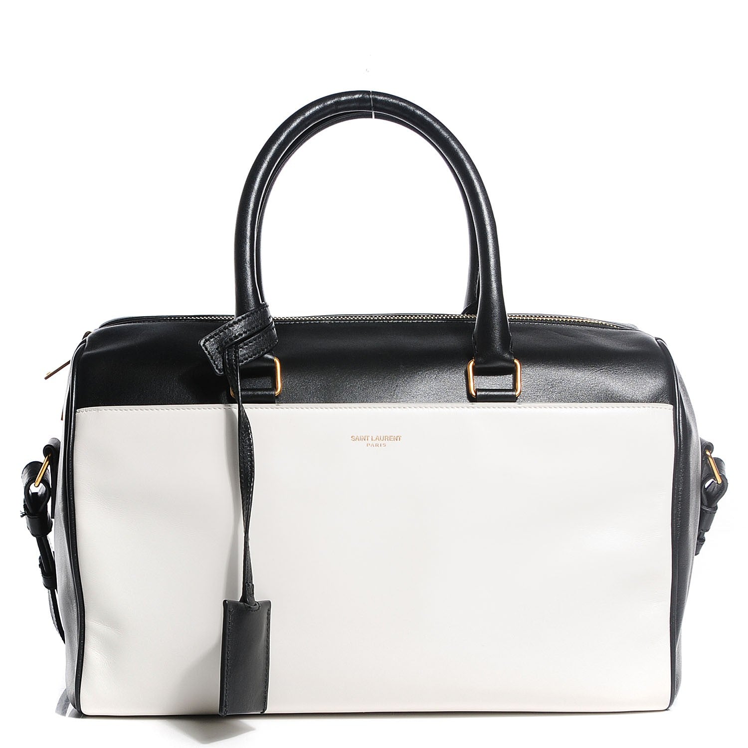 Saint Laurent Smooth Calfskin Small Bi Color Duffle 6 Black White 1 of 9