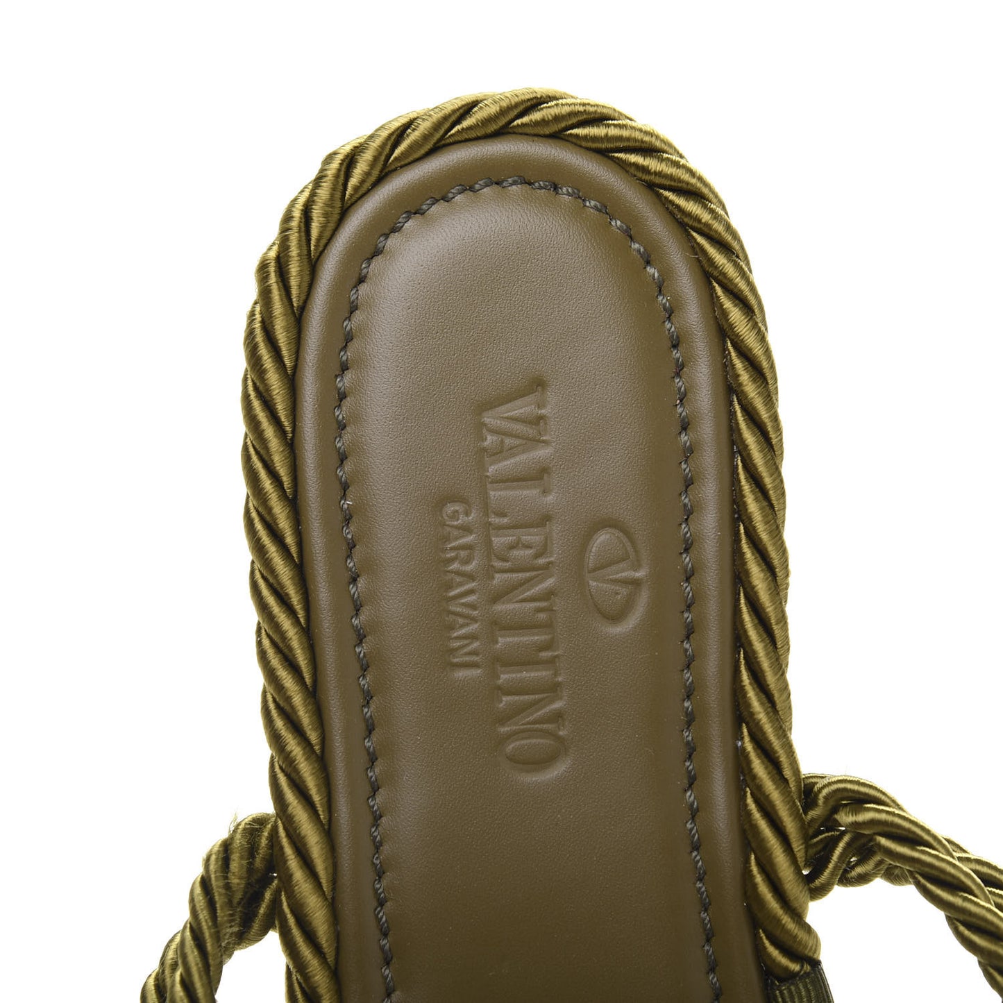 Calfskin Silk Rockstud Ankle Wrap Torchon Espadrille Flat Sandals 40 Lichen