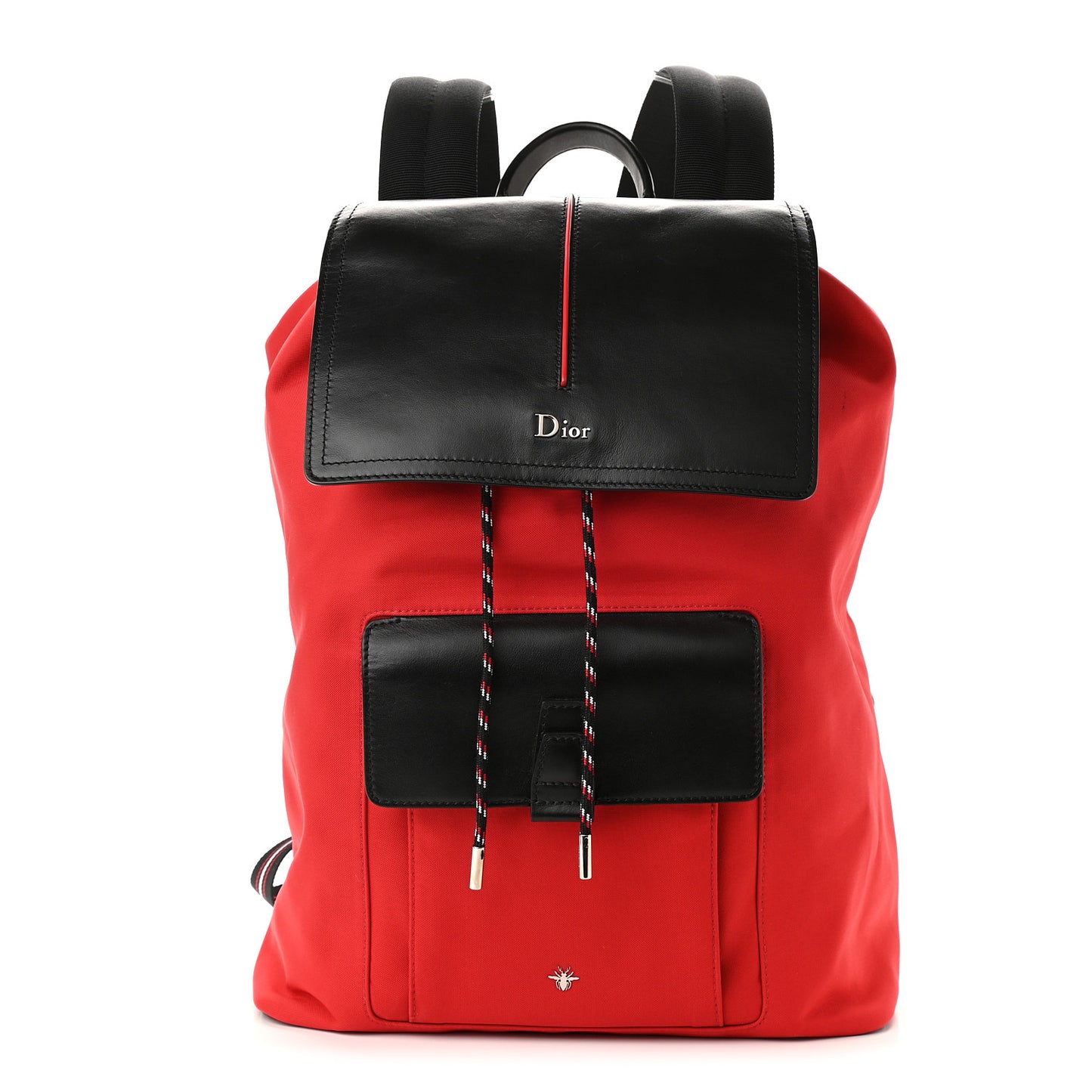 Calfskin Nylon Motion Backpack Red Black