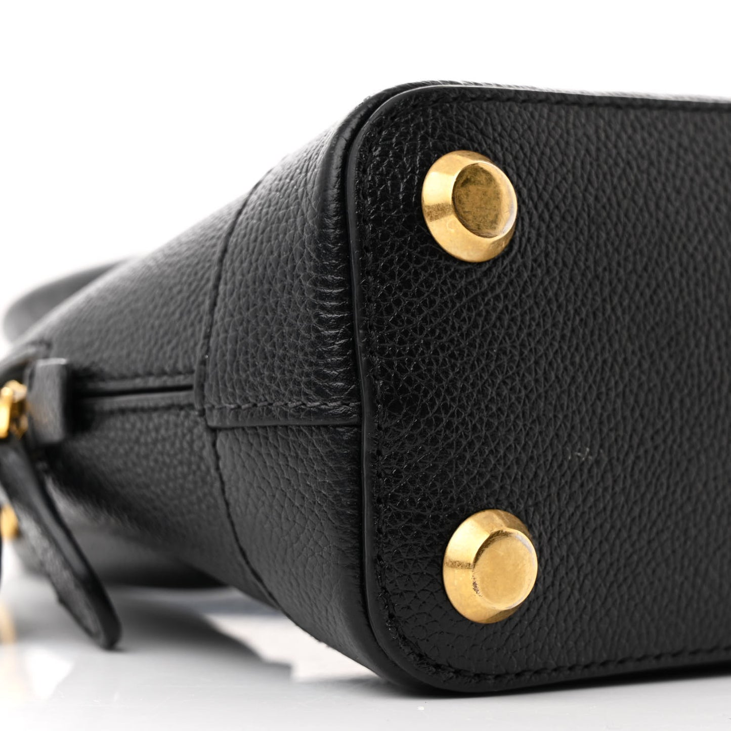 Signature Grained Calfskin XXS Ville Top Handle Bag Black White