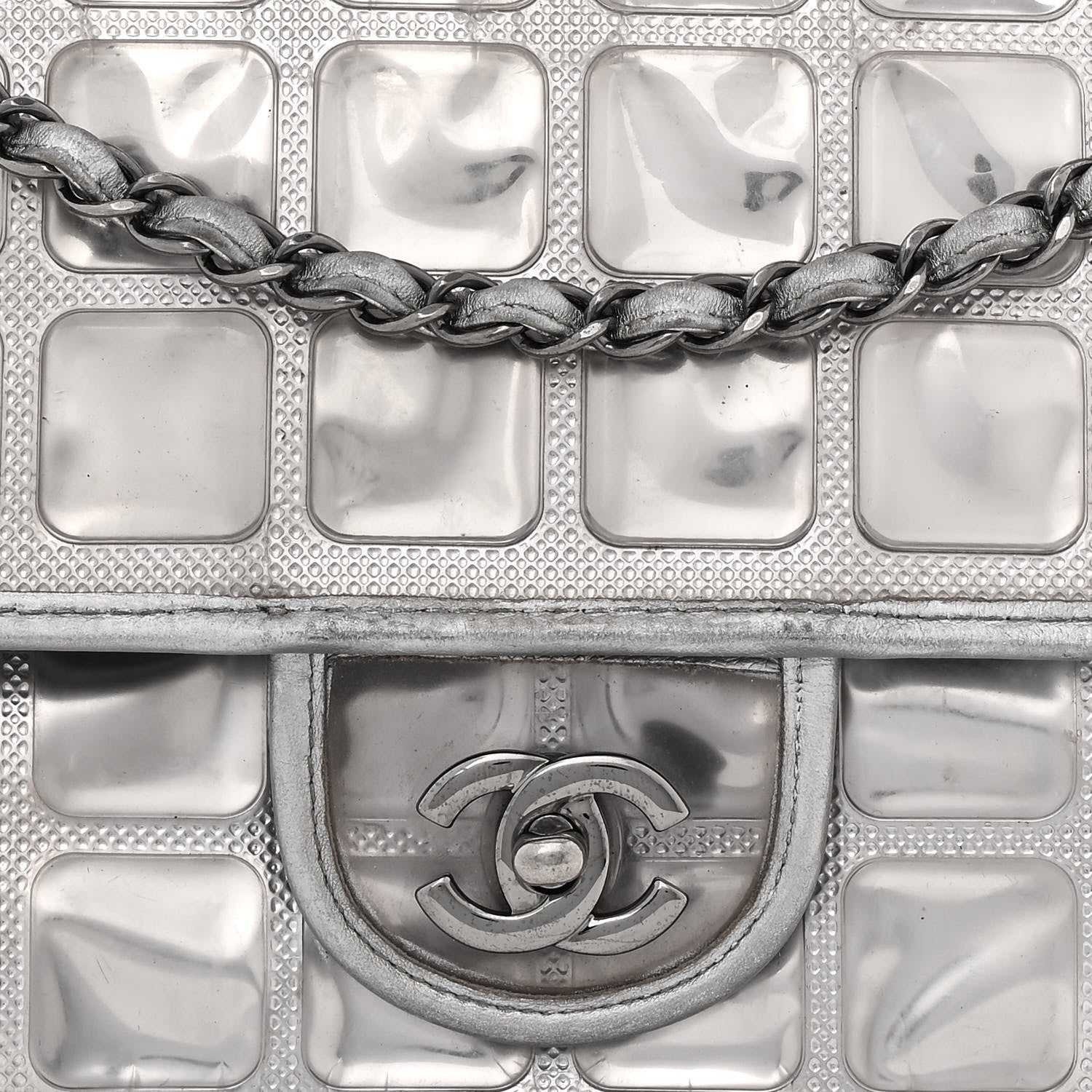 Chanel Vinyl Large Ice Cube Flap Silver 15 of 35