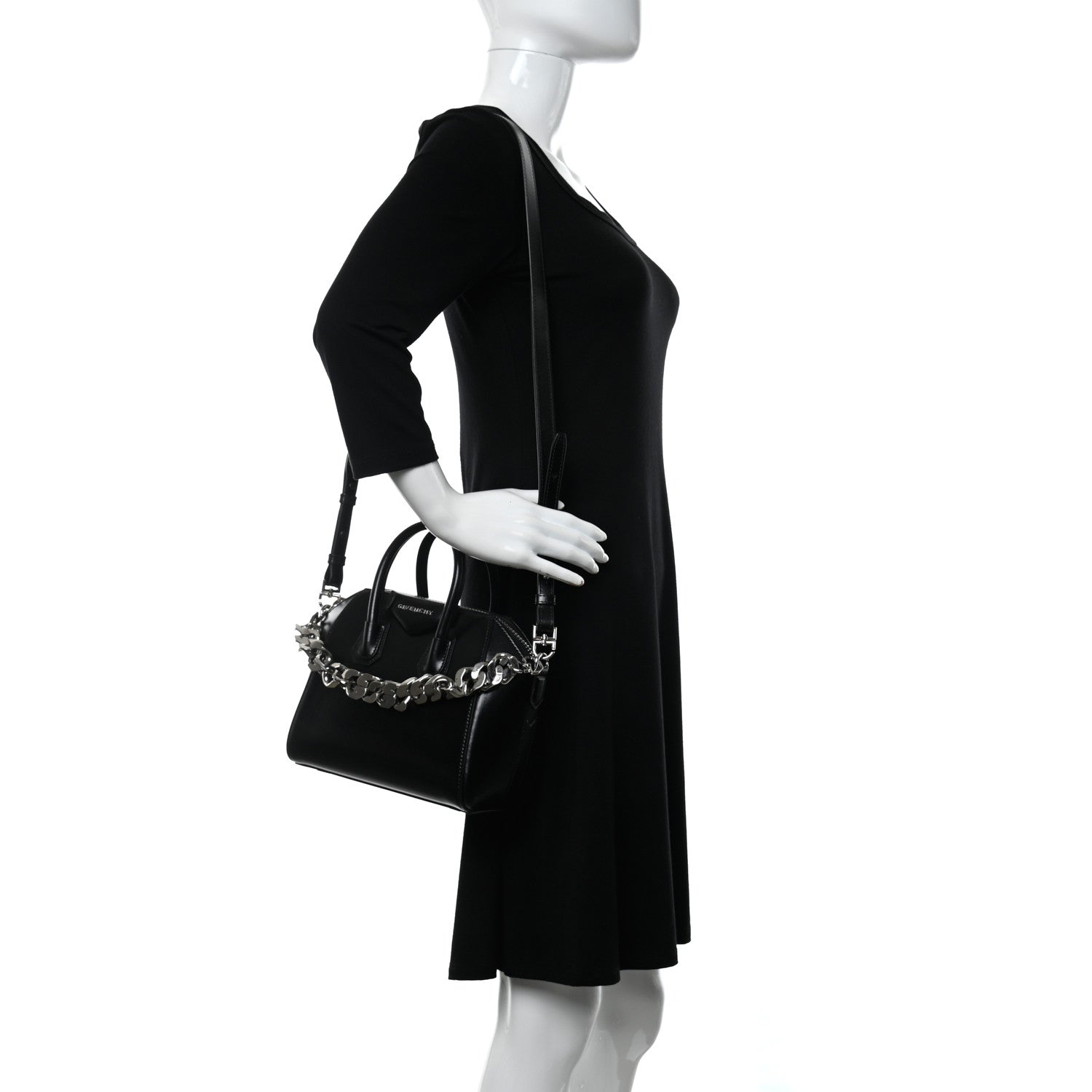 Givenchy Shiny Lord Calfskin Mini Antigona With Chain Black 2 of 10