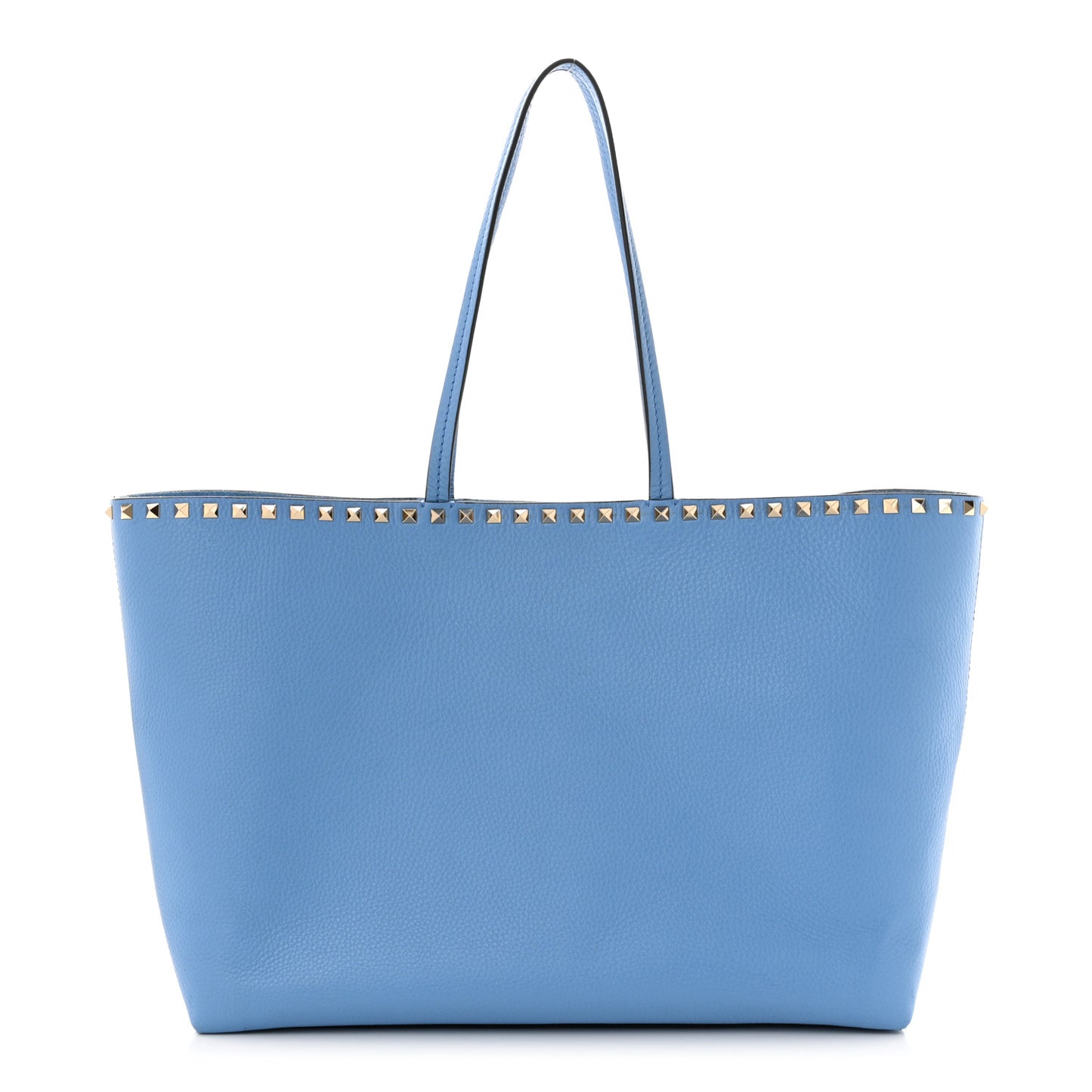 Grained Calfskin Rockstud Shoulder Tote Niagara