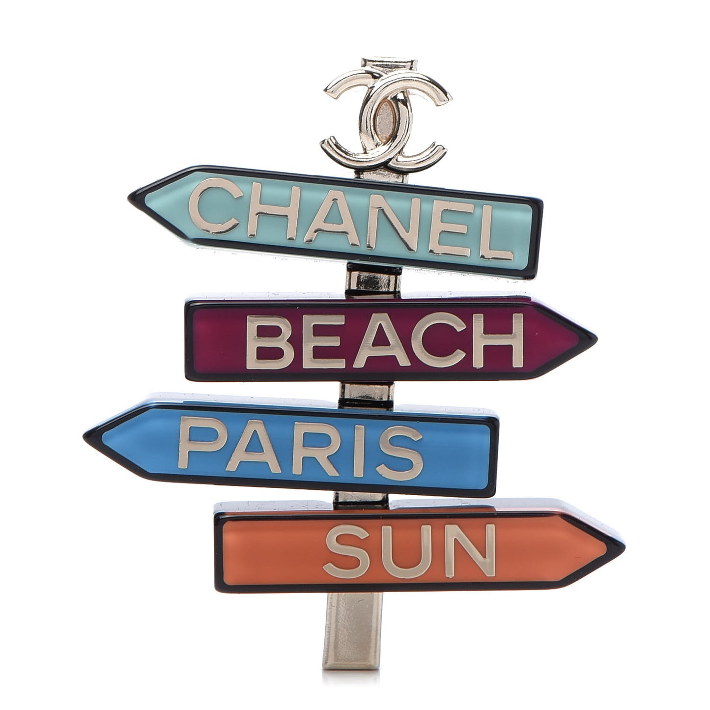 Resin Chanel By The Sea Sign Brooch Multicolor