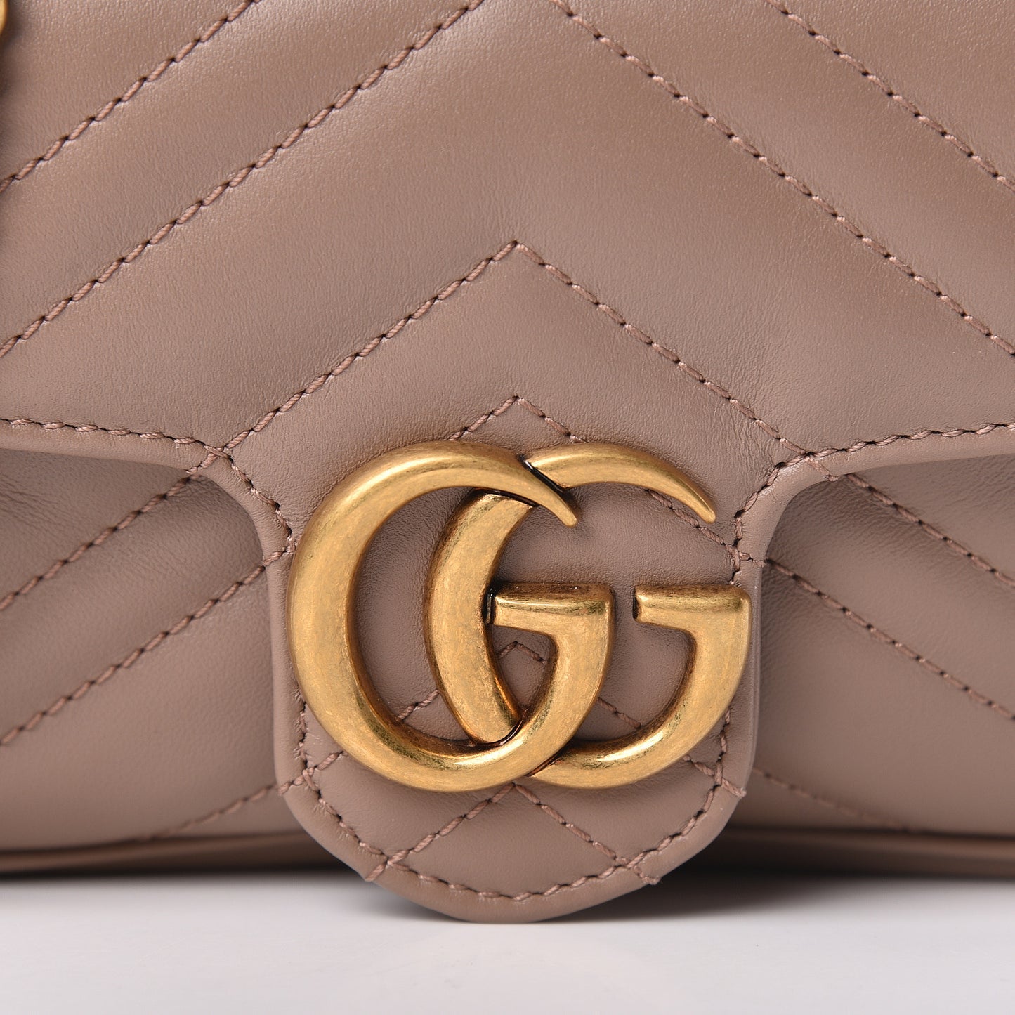 Calfskin Matelasse Super Mini GG Marmont Shoulder Bag Porcelain Rose