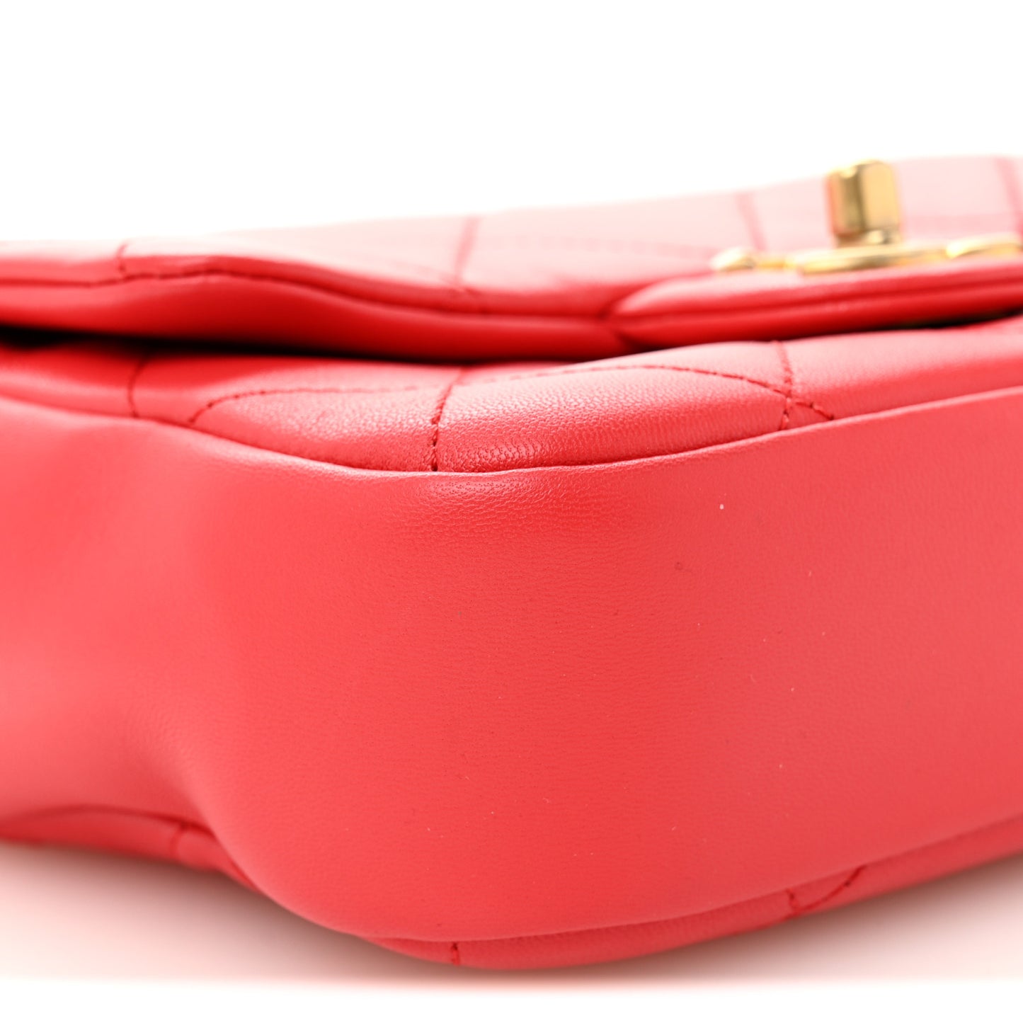 Lambskin Quilted Small Circular Handle Bag Brilliant Rouge