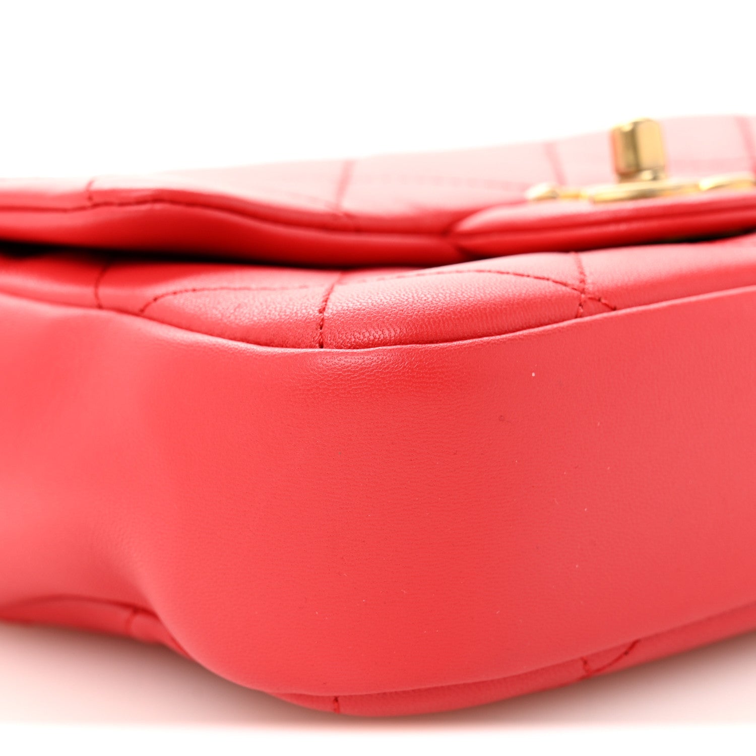 Chanel Lambskin Quilted Small Circular Handle Bag Brilliant Rouge 9 of 10