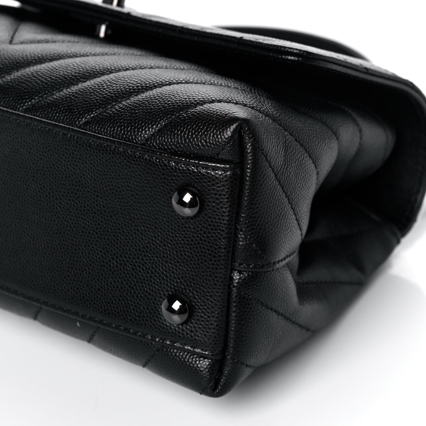 Caviar Chevron Quilted Mini Coco Handle Flap So Black