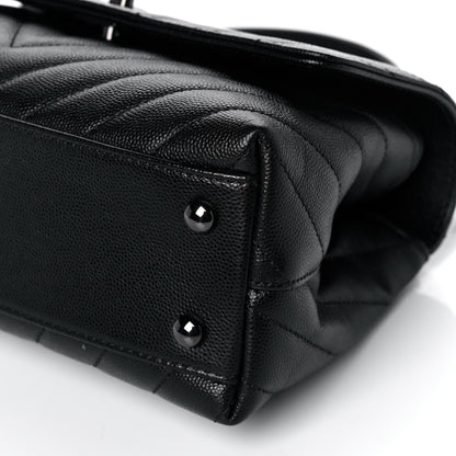 Chanel Caviar Chevron Quilted Mini Coco Handle Flap So Black 10 of 13