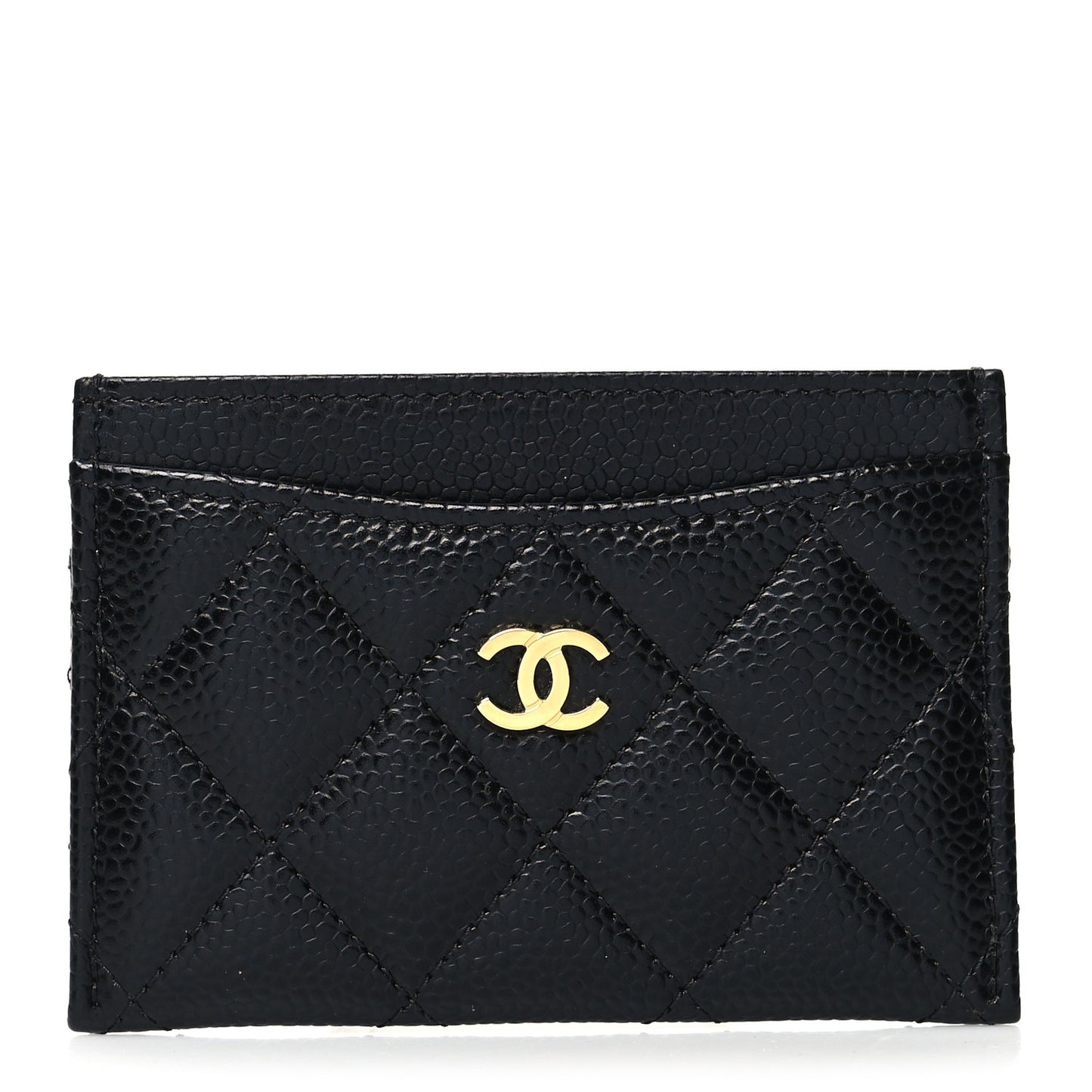 Caviar Quilted Card Holder Black