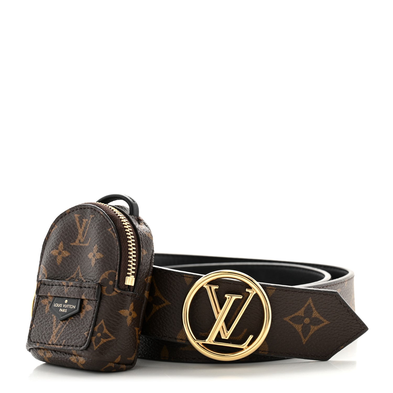 Louis Vuitton Calfskin Monogram 35mm LV Palm Springs Circle Reversible Belt 90 36 Black 1 of 8