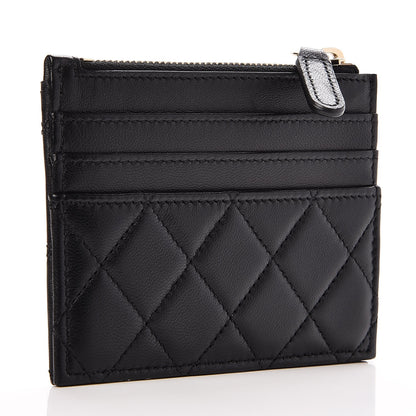 Chanel Lambskin Quilted Zip Card Holder Black 3 of 8