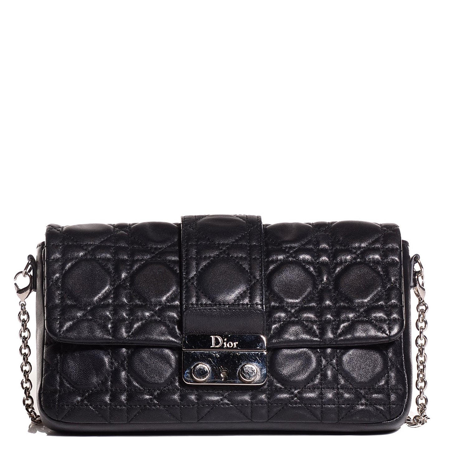 Lambskin Cannage New Lock Pouch Black