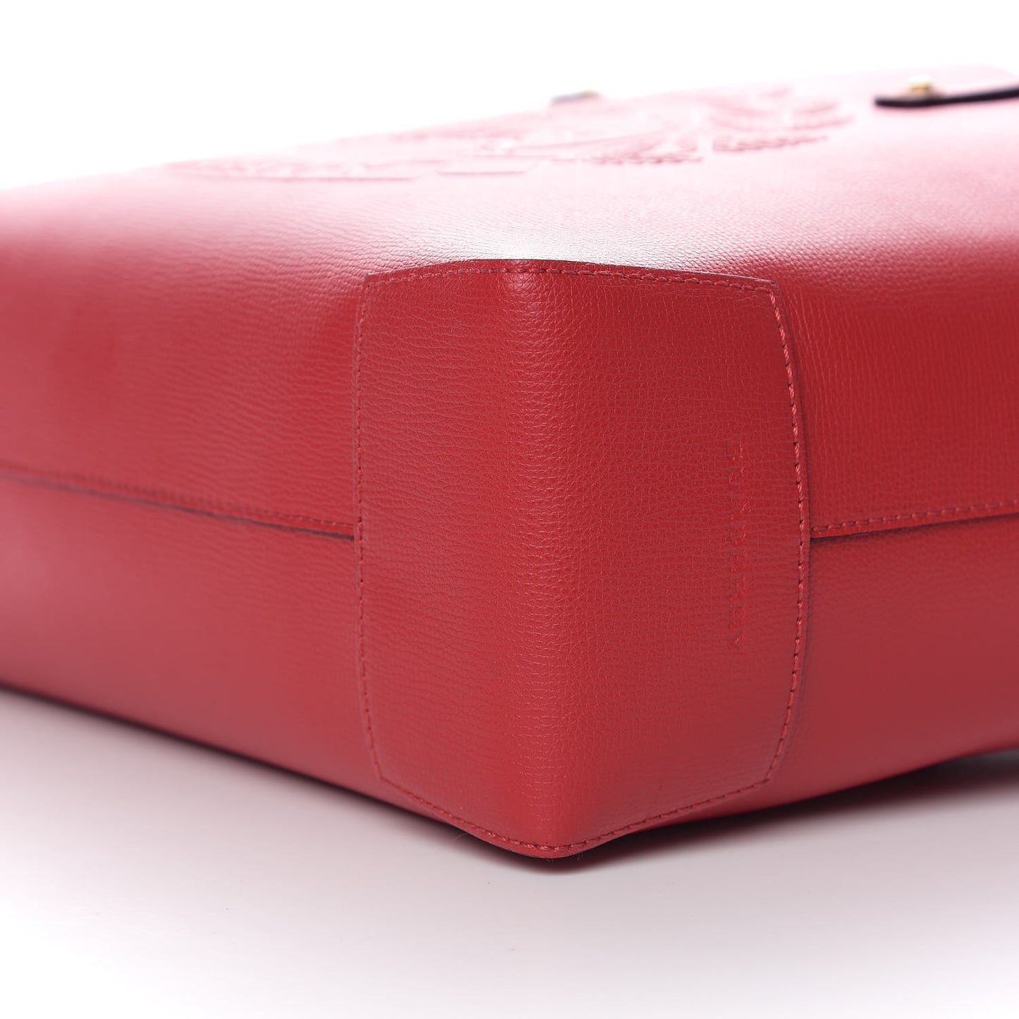 Calfskin Crest Embossed Small Tote Rust Red