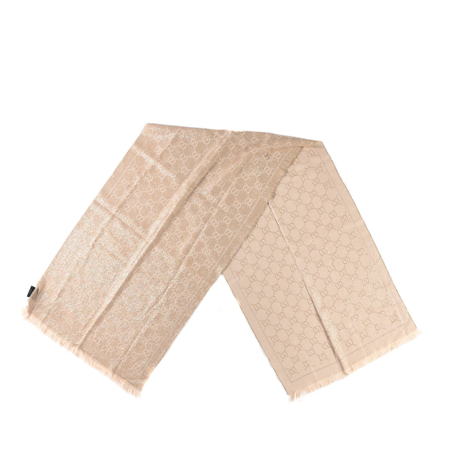 Wool Viscose Polyamide Monogram Fringe Scarf Natural