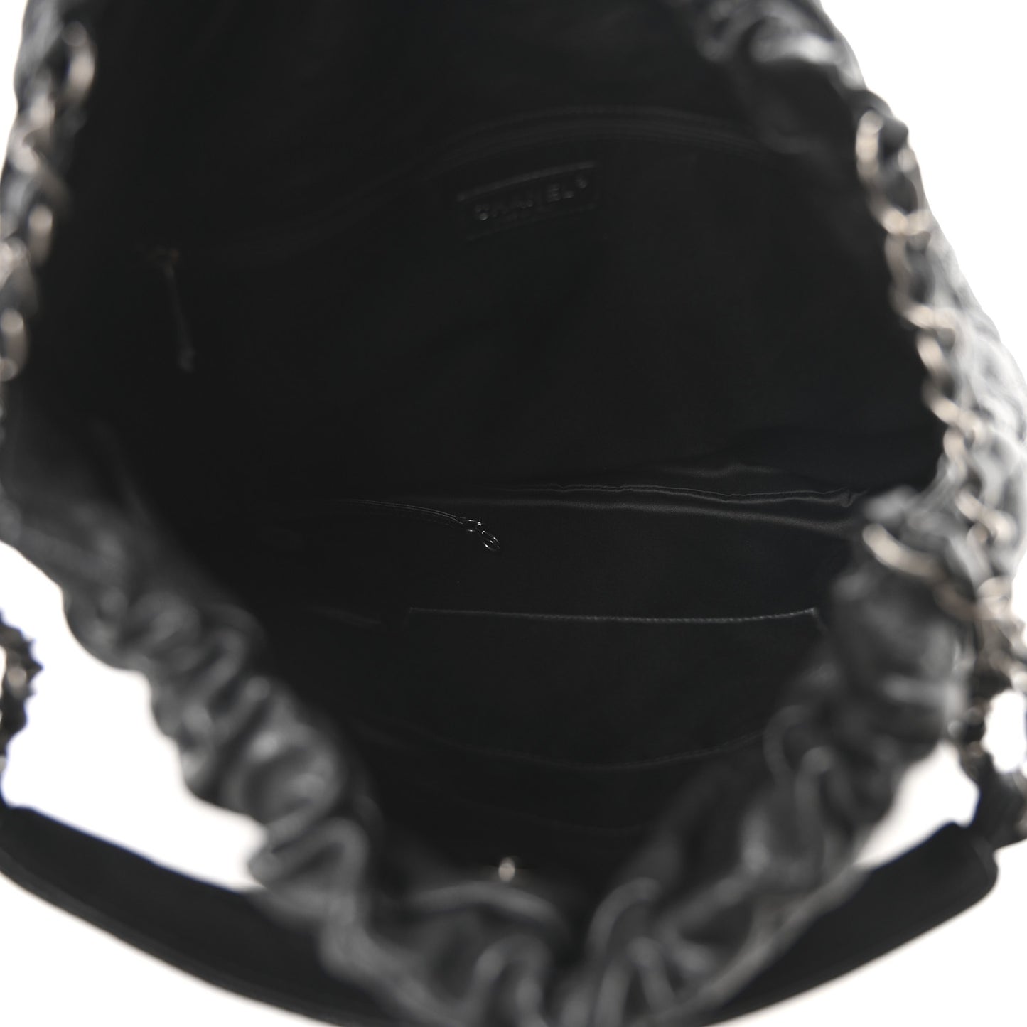 Distressed Glazed Caviar Quilted Large Elastic Tote Black
