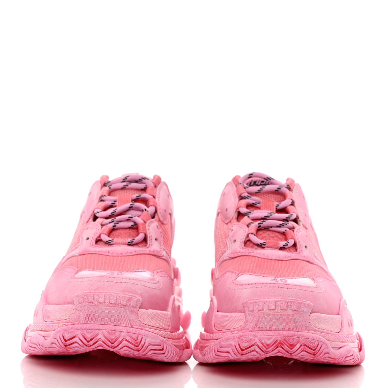 Balenciaga Fabric Mesh Distressed Womens Triple S Sneakers 40 Pink 2 of 8