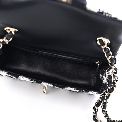 Chanel Tweed Quilted Mini Rectangular Flap Black Ecru White 4 of 4