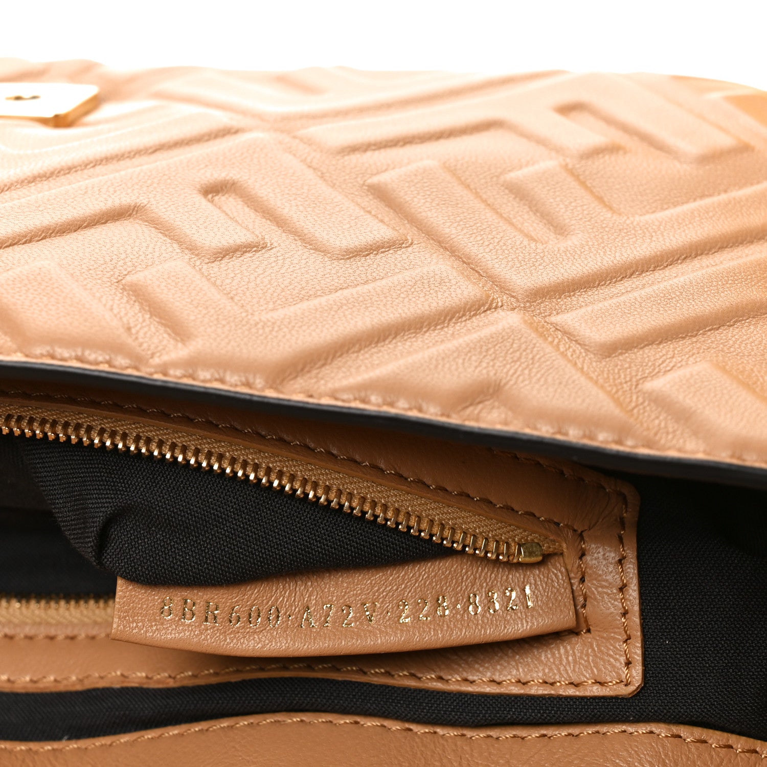 Fendi Nappa FF 1974 Embossed Baguette Miele Scuro 7 of 11