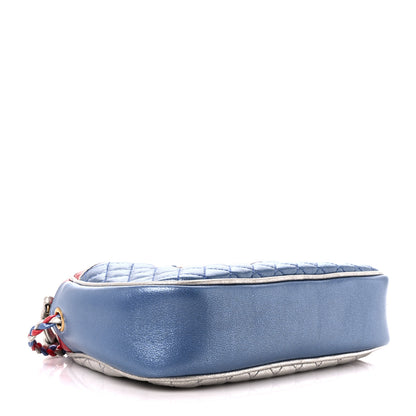 Gucci Laminated Nappa Trapuntata Mini Zumi Dome Shoulder Bag Rosso Marine Argento 4 of 11