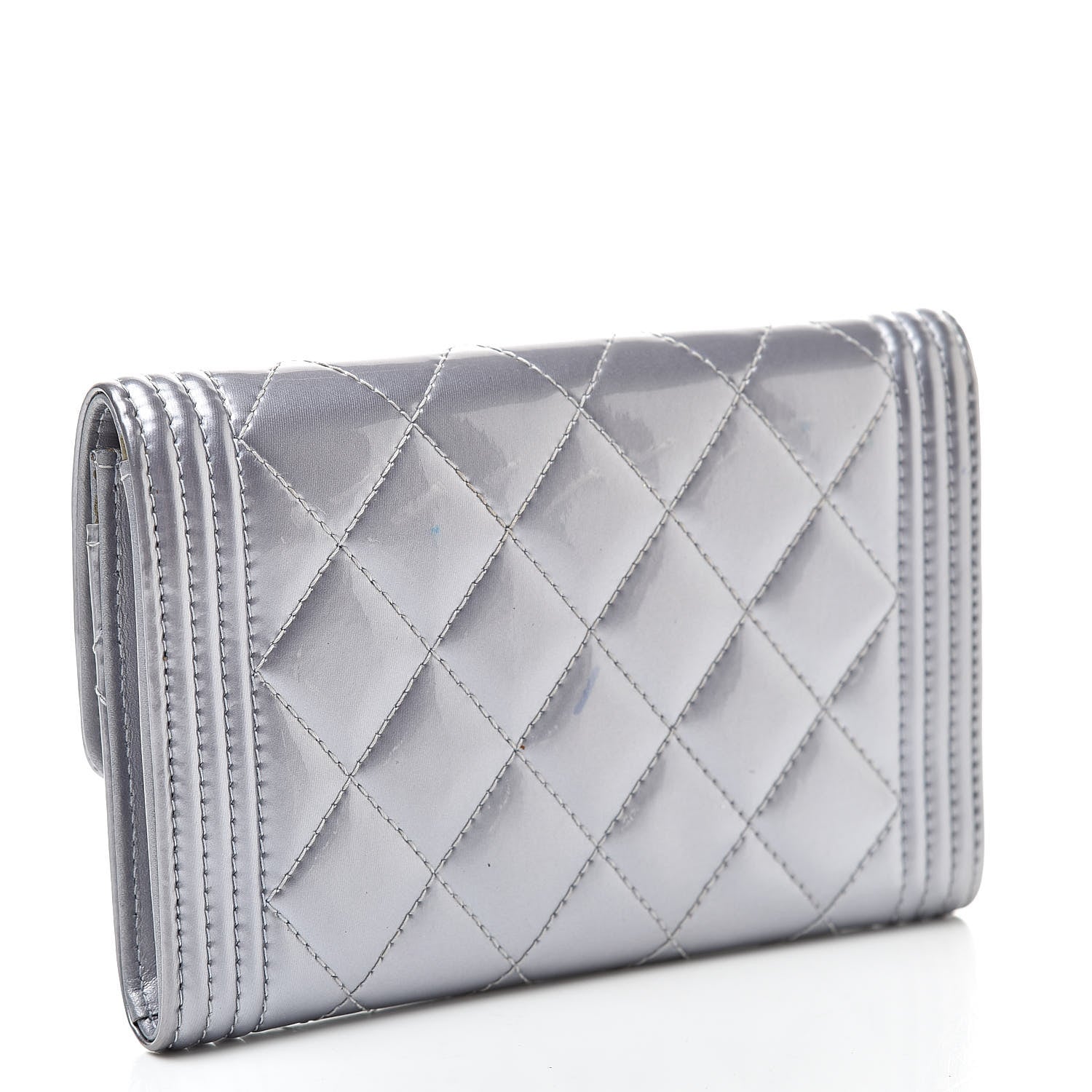 Chanel Patent Quilted Medium Boy Flap Wallet Purple 3 of 15