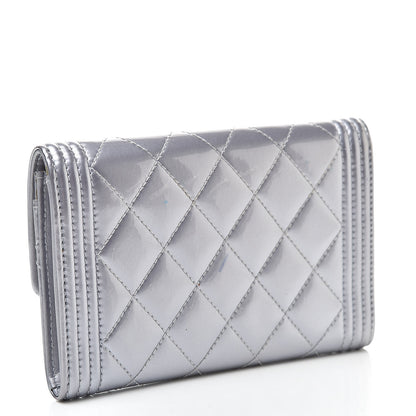 Chanel Patent Quilted Medium Boy Flap Wallet Purple 3 of 15