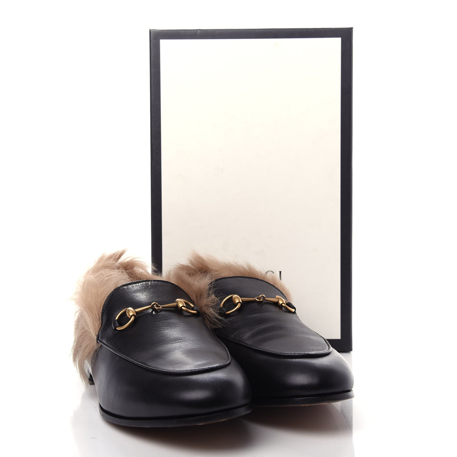 Gucci Malaga Kid Fur Womens Jordaan Loafers 40.5 Black Natural 10 of 10