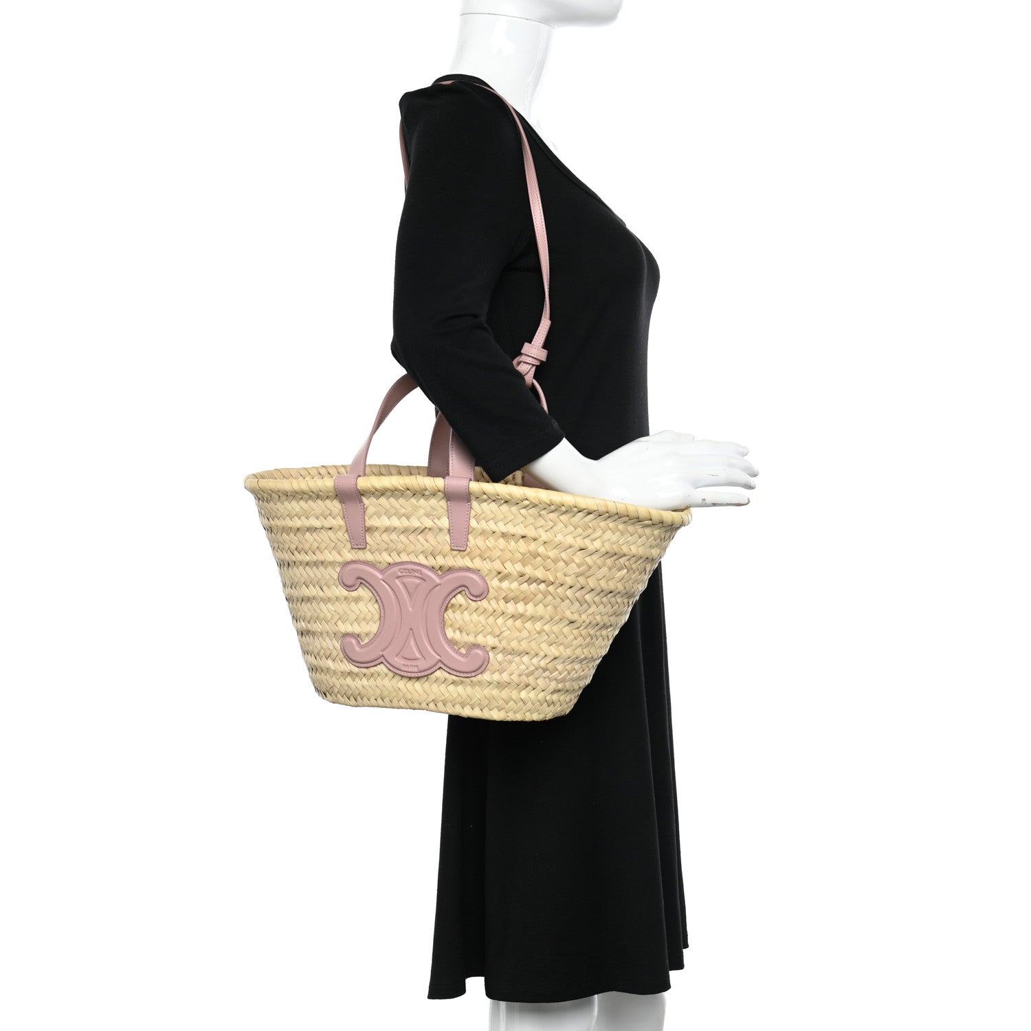 Celine Raffia Calfskin Triomphe Teen Panier Vintage Pink 2 of 10