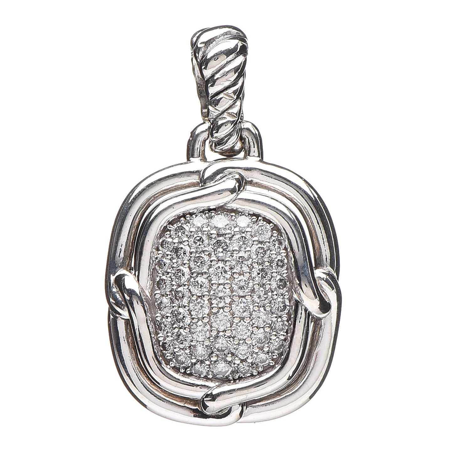 Sterling Silver Diamond 10mm Labyrinth Pendant