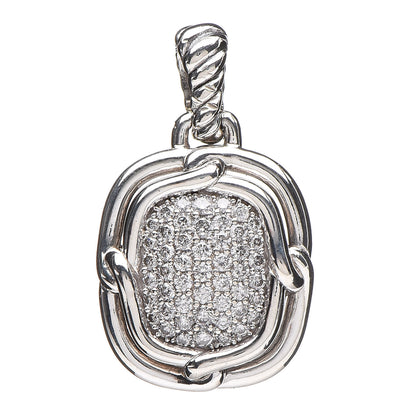 David Yurman Sterling Silver Diamond 10mm Labyrinth Pendant 1 of 3