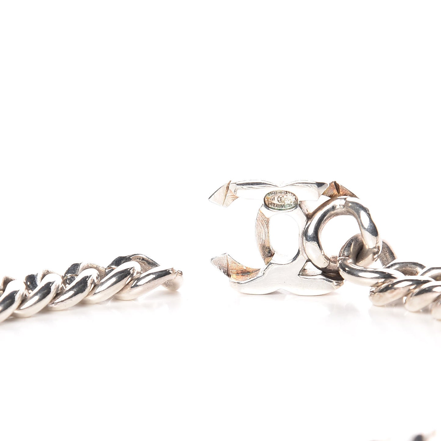 Chain Link CC Choker Necklace Silver