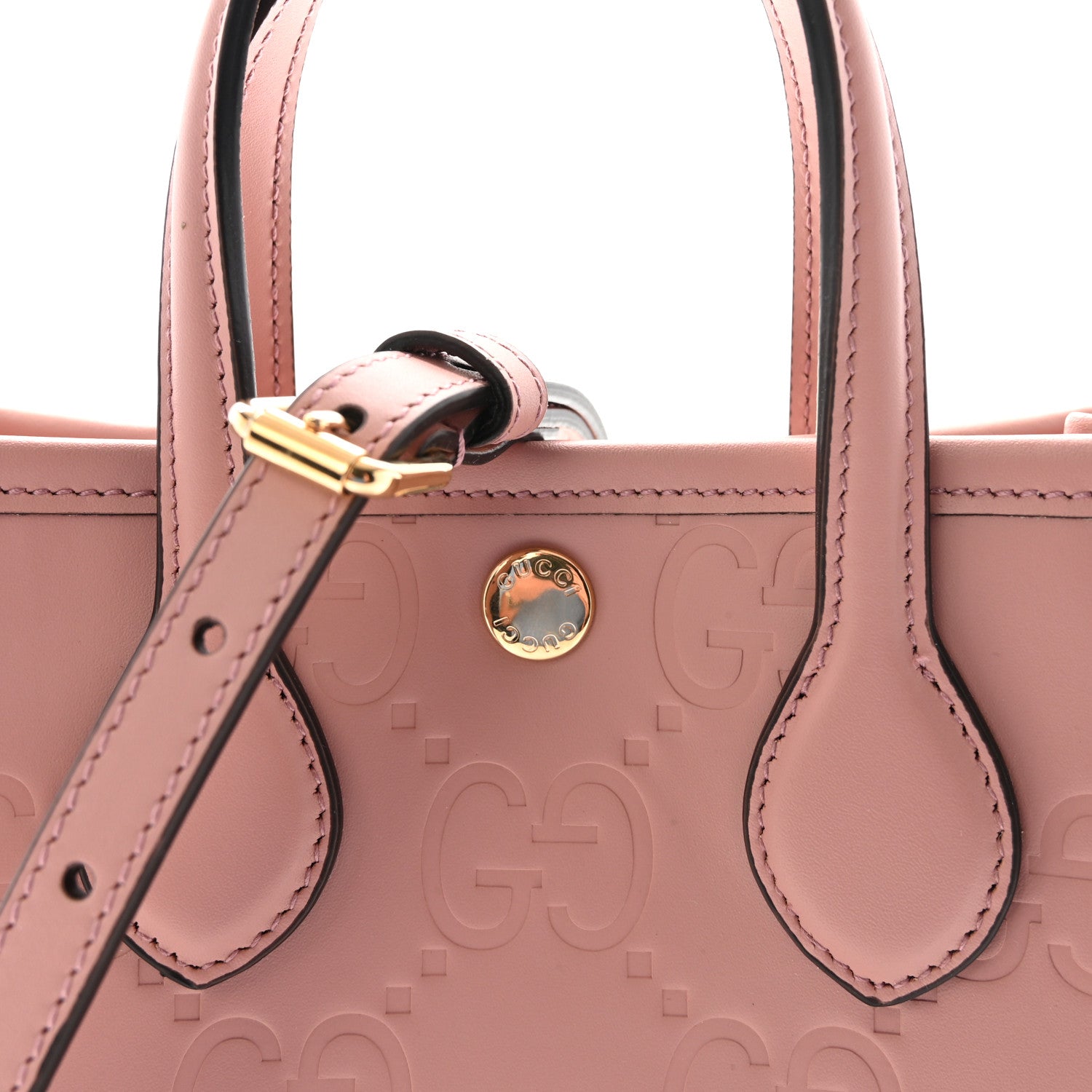 Gucci Gilbert Calfskin Jumbo GG Embossed Mini Tote Bag  Dusty Carmine 8 of 11