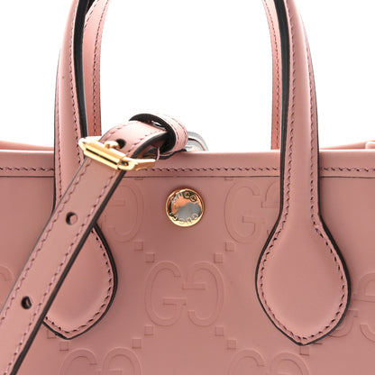 Gucci Gilbert Calfskin Jumbo GG Embossed Mini Tote Bag  Dusty Carmine 8 of 11