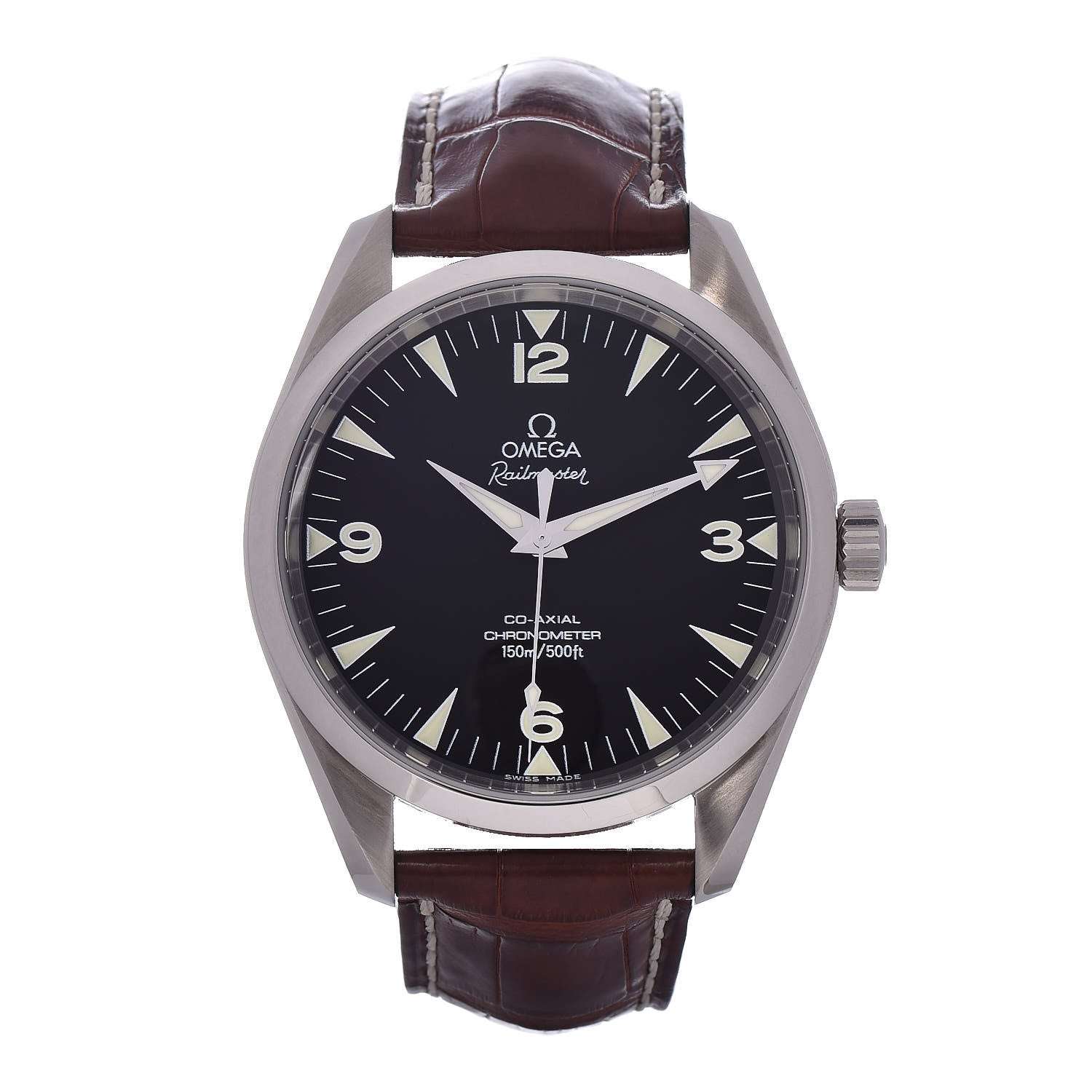 Omega Stainless Steel Alligator 42mm Railmaster Aqua Terra Co-Axial Chronometer Automatic Watch Black 2502.52.00 1 of 5