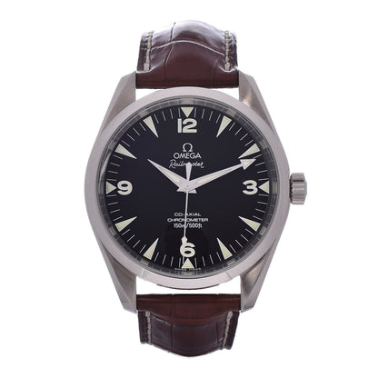 Omega Stainless Steel Alligator 42mm Railmaster Aqua Terra Co-Axial Chronometer Automatic Watch Black 2502.52.00 1 of 5