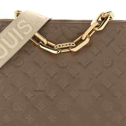 Louis Vuitton Lambskin Embossed Monogram Coussin MM Taupe 7 of 12