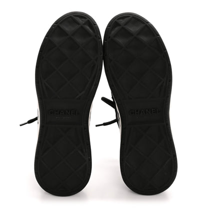 Chanel Suede Calfskin Nylon Grosgrain CC Sneakers 37.5 Black 6 of 10